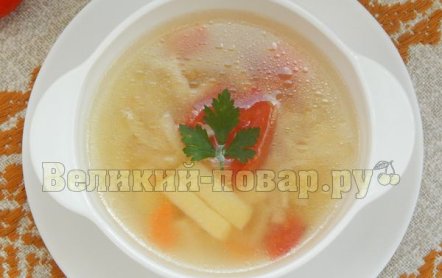 Легкий овощной суп с лапшой